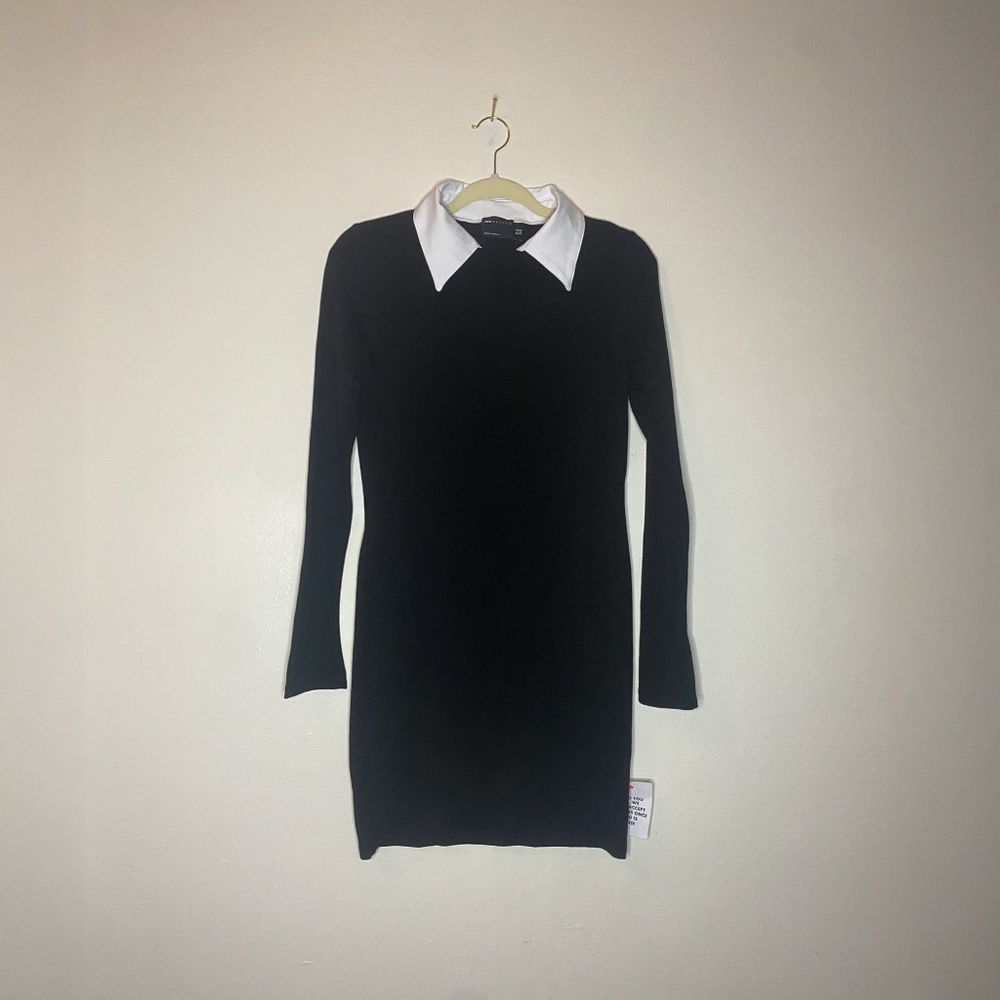 Wednesday Adams Vibes Alert! Black, Long-Sleeve, Cotton ASOS Mini-Dress